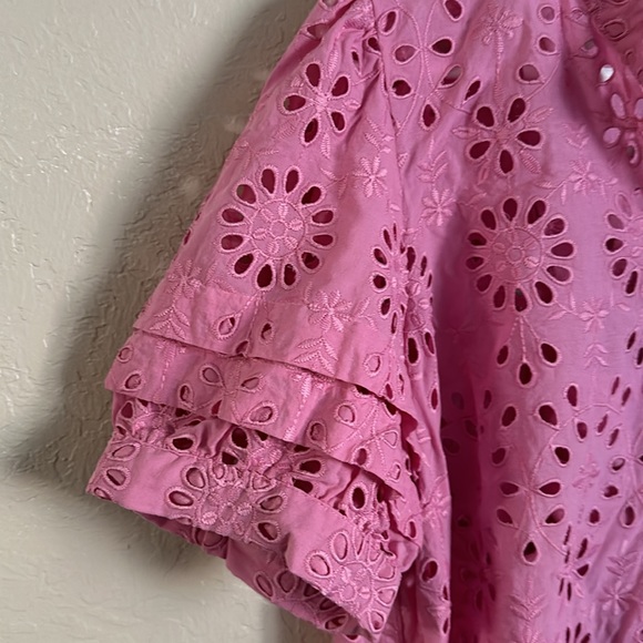 J crew eyelet pink blouse size large EUC - Picture 2 of 4